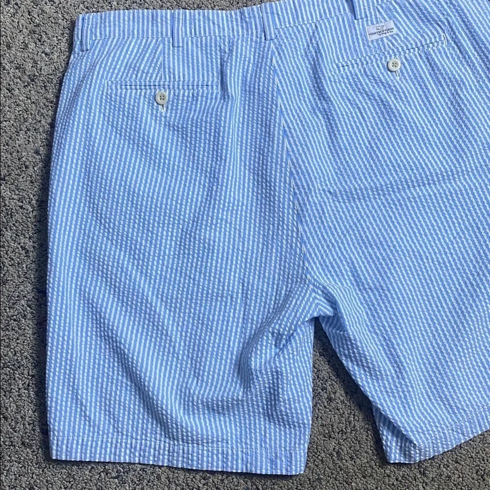 Vineyard Vines Seersucker Blue and White Striped Shorts Men’s Sz 40 - Picture 5 of 8